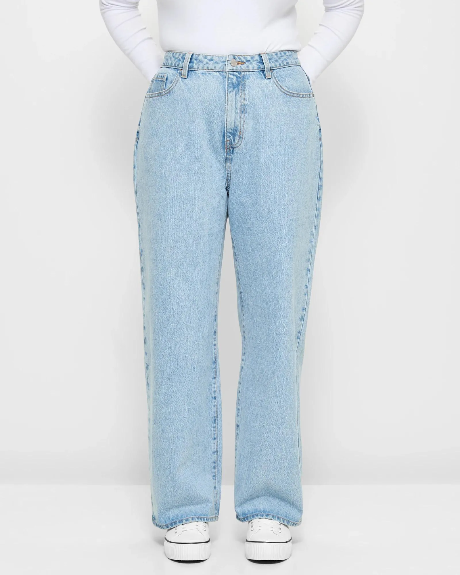 popular  High Rise Wide Leg Denim Jeans - Lily Loves - Light Blue Wash