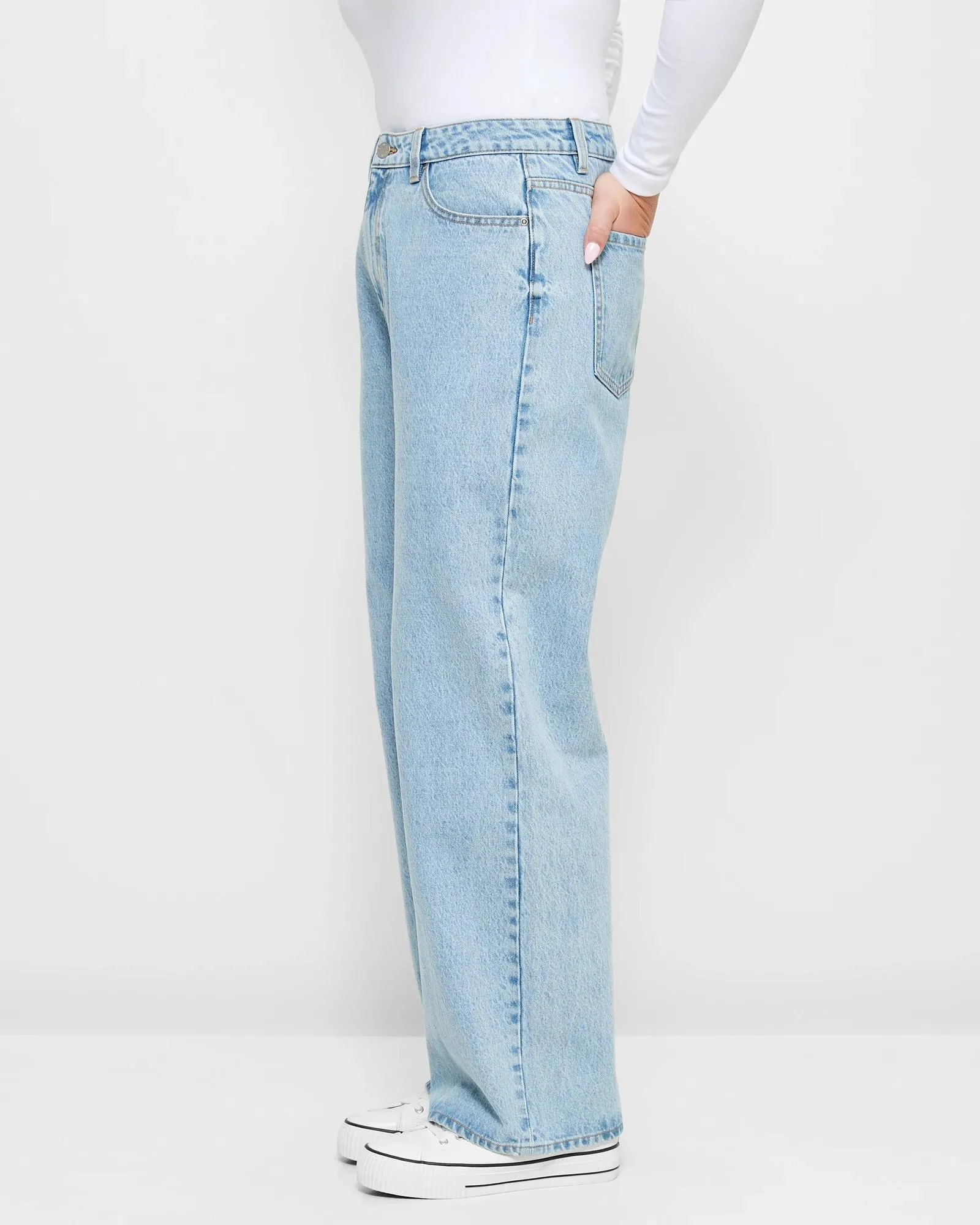 popular  High Rise Wide Leg Denim Jeans - Lily Loves - Light Blue Wash