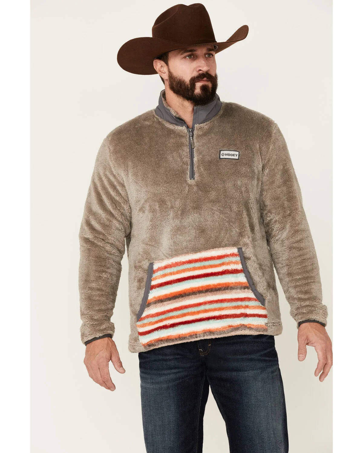 Product Name:  Hooey Men's Stripe Pocket 1/4 Zip Fleece Pullover