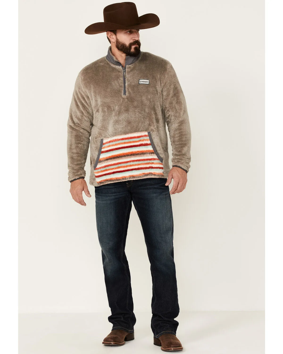 Product Name:  Hooey Men's Stripe Pocket 1/4 Zip Fleece Pullover