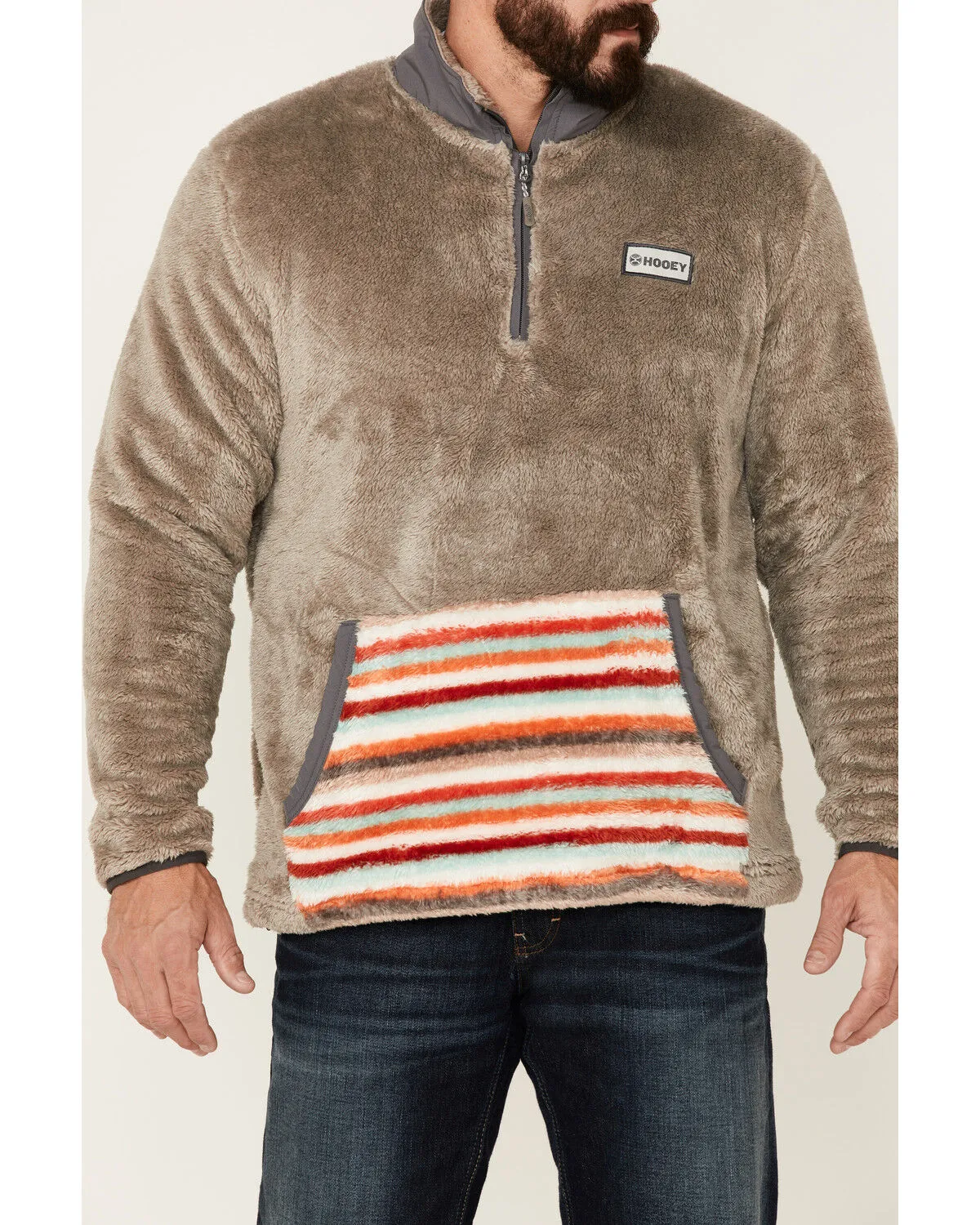 Product Name:  Hooey Men's Stripe Pocket 1/4 Zip Fleece Pullover