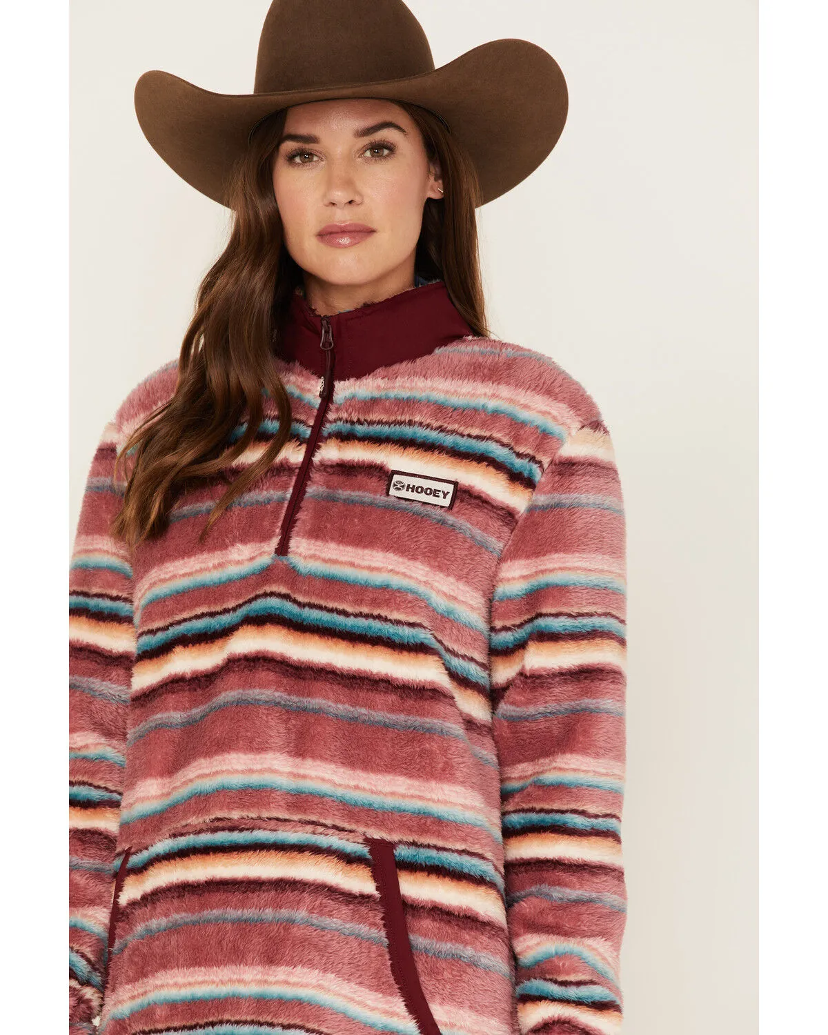 Product Name:  Hooey Women's Serape Stripe Print Quarter Zip Fleece Pullover