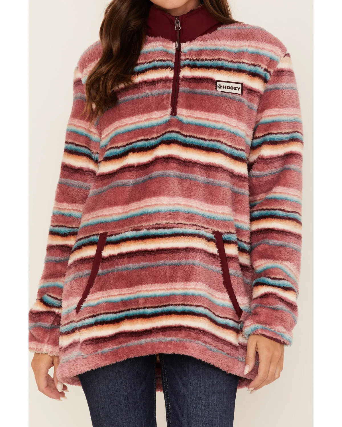 Product Name:  Hooey Women's Serape Stripe Print Quarter Zip Fleece Pullover