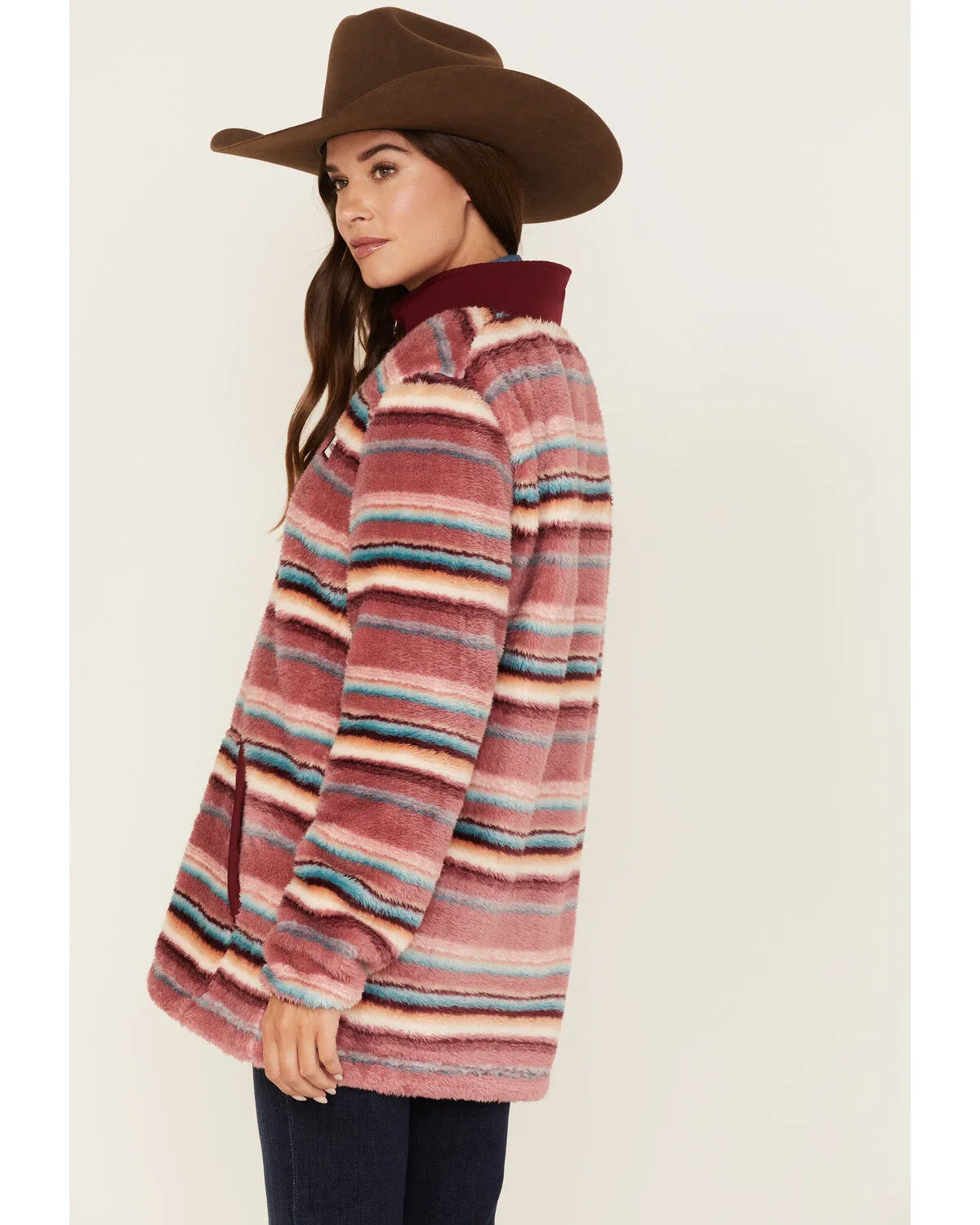 Product Name:  Hooey Women's Serape Stripe Print Quarter Zip Fleece Pullover