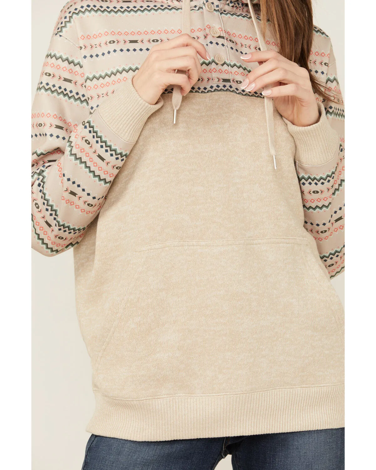 Product Name:  Hooey Women's Striped Trim Hooded Pullover