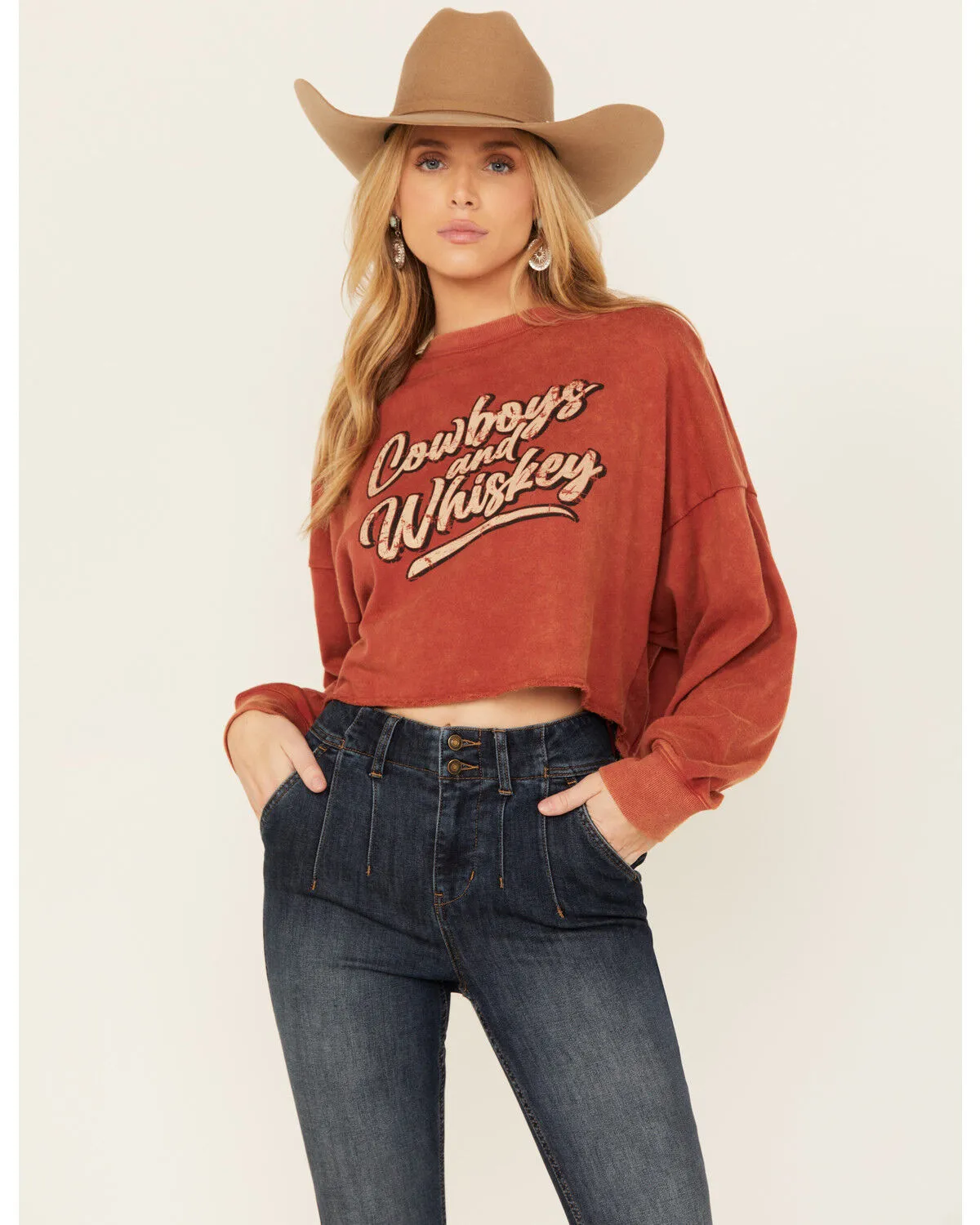 Product Name:  Rock & Roll Denim Women's Cowboys and Whiskey Pullover Sweatshirt