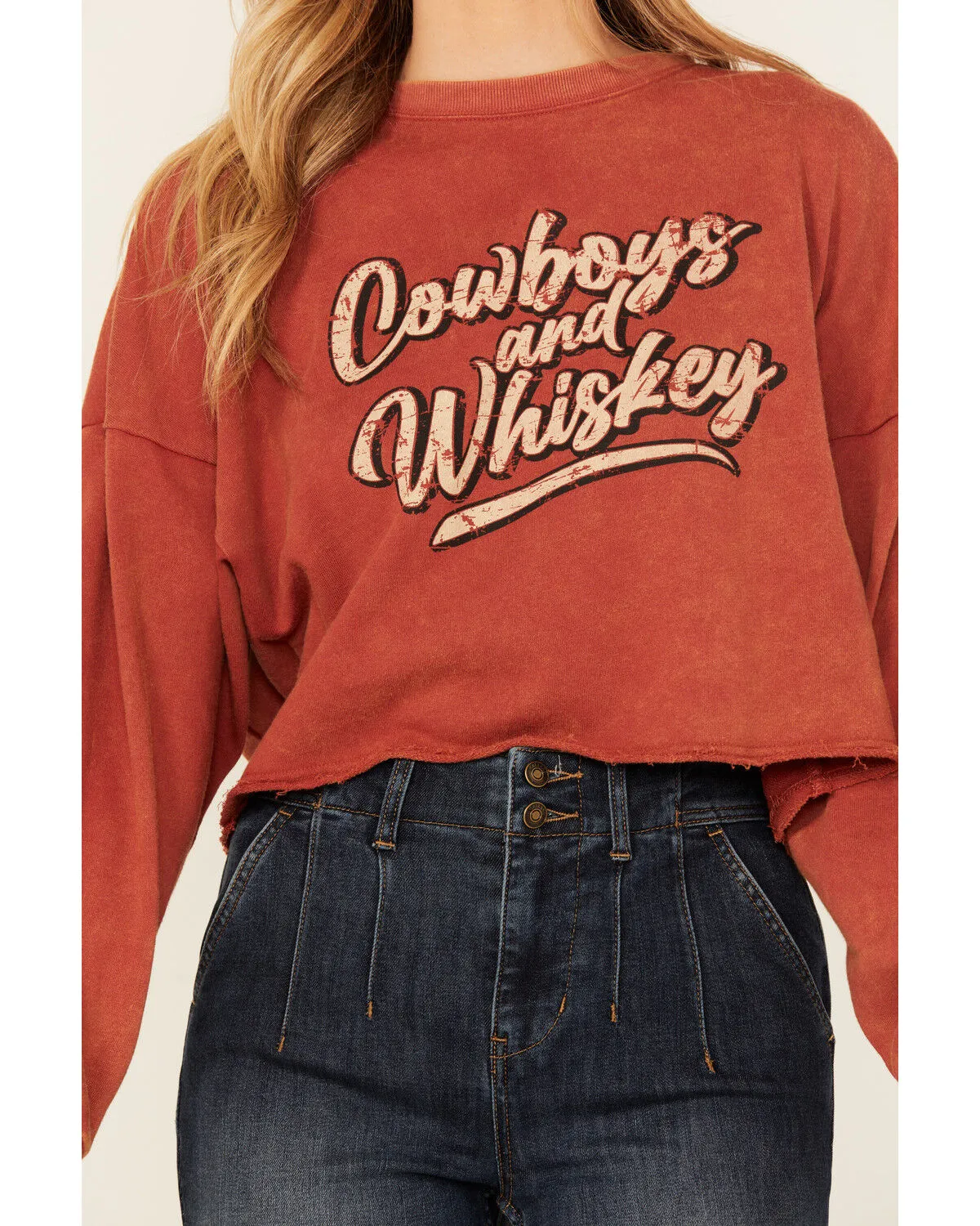 Product Name:  Rock & Roll Denim Women's Cowboys and Whiskey Pullover Sweatshirt