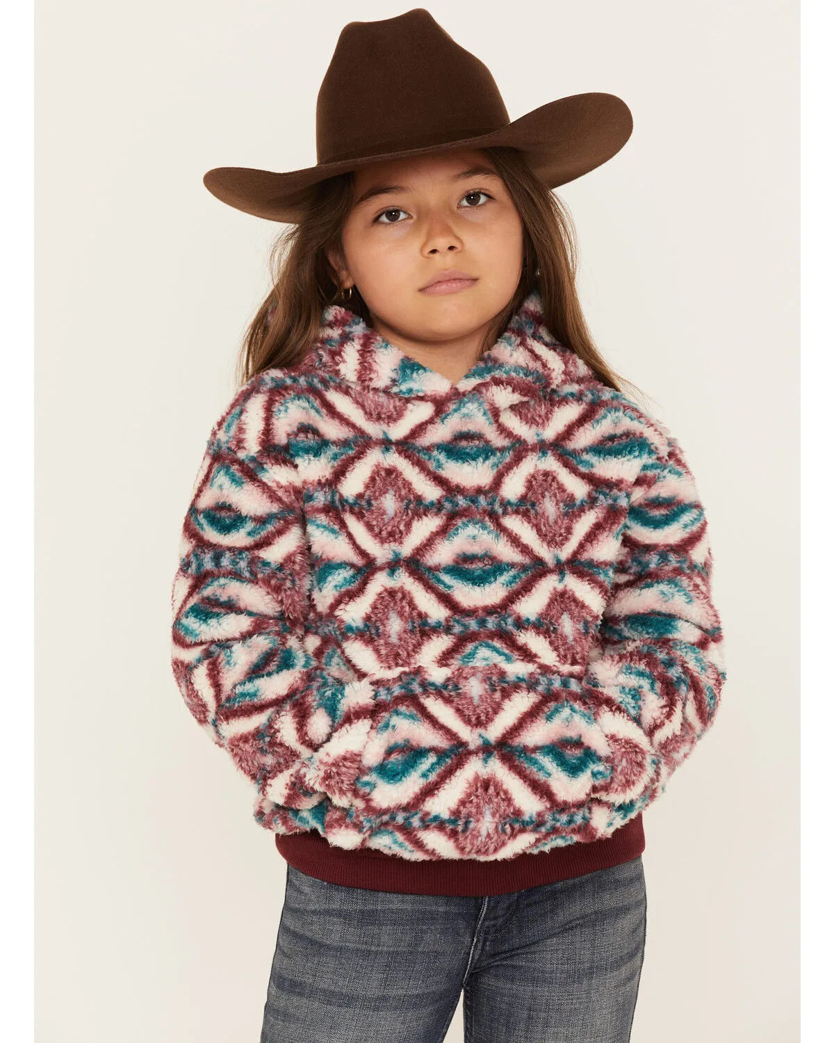 Product Name:  Shyanne Girls' Fuzzy Sherpa Southwestern Print Pullover