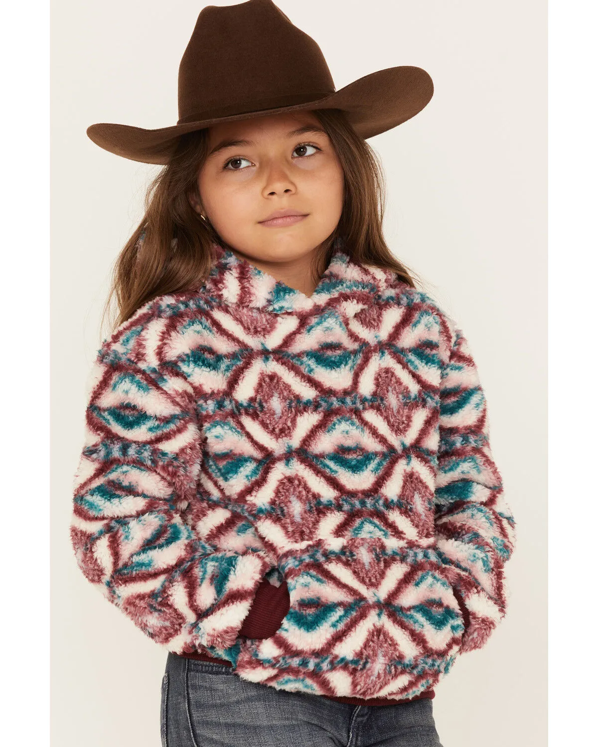 Product Name:  Shyanne Girls' Fuzzy Sherpa Southwestern Print Pullover