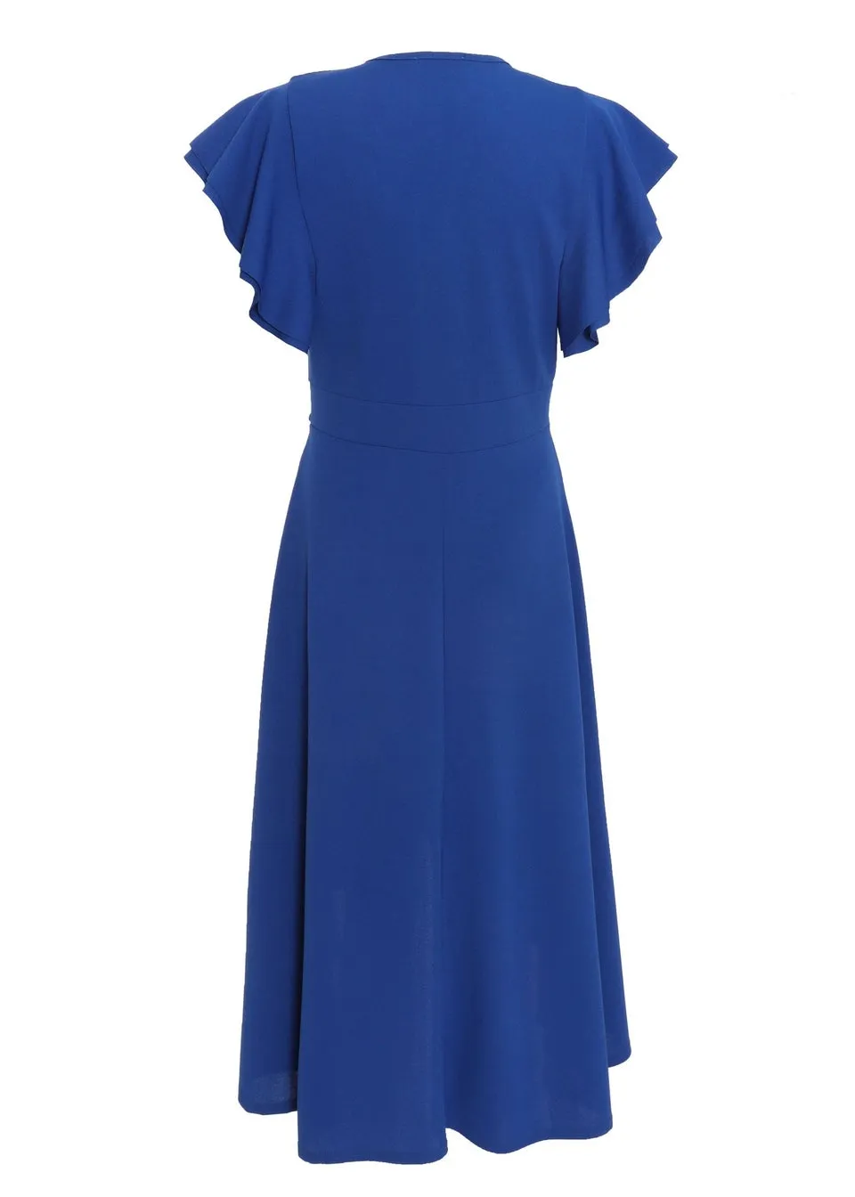 Quiz Blue Wrap Frill Sleeve Midi Dress