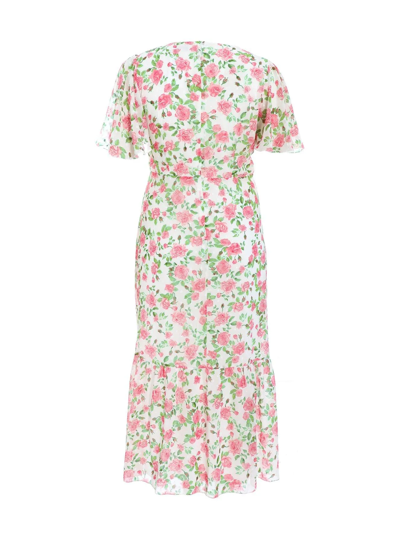 Quiz Curve Pink Floral Wrap Maxi Dress