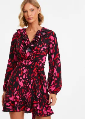 Quiz Pink Animal Print Wrap Skater Dress