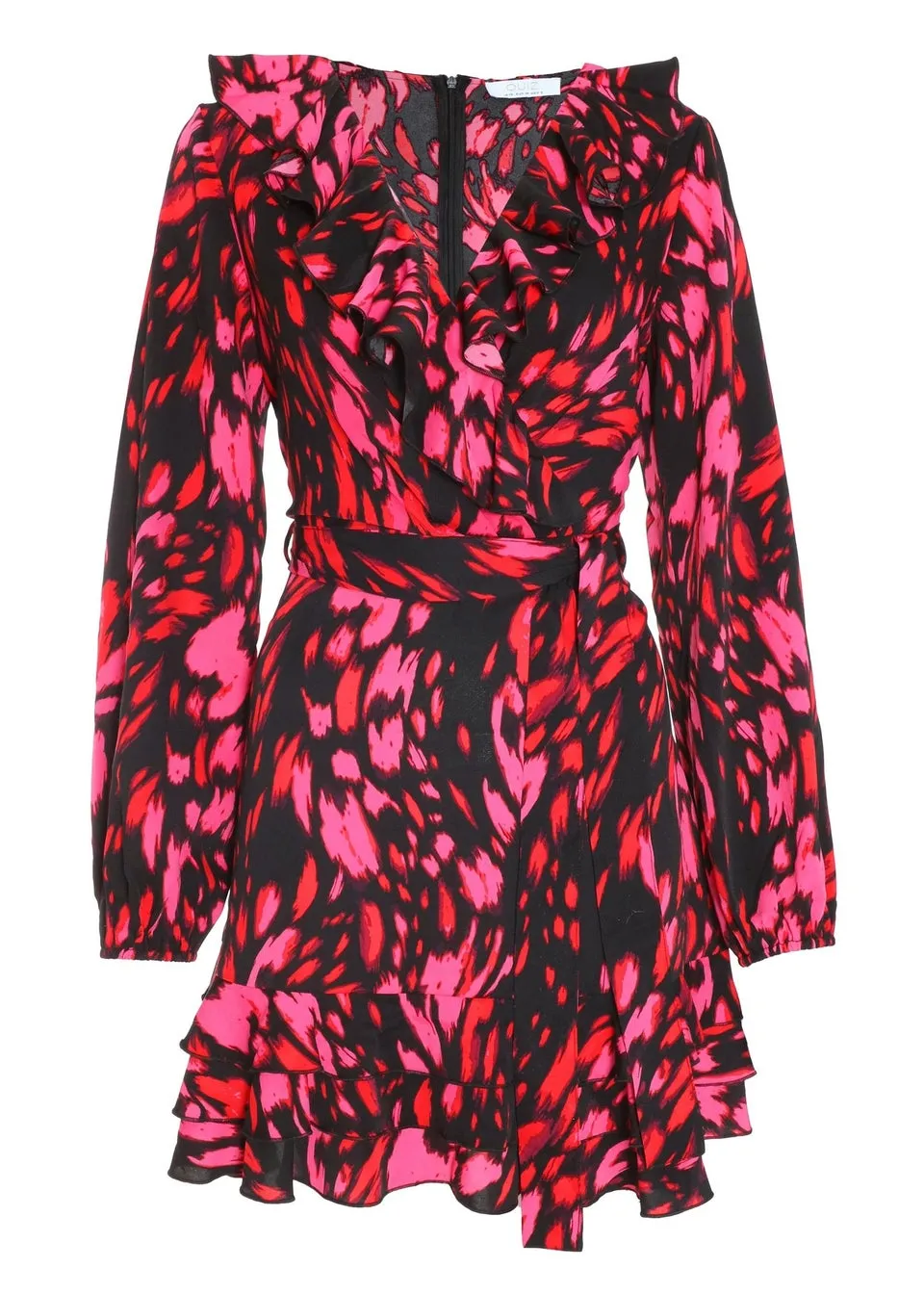 Quiz Pink Animal Print Wrap Skater Dress