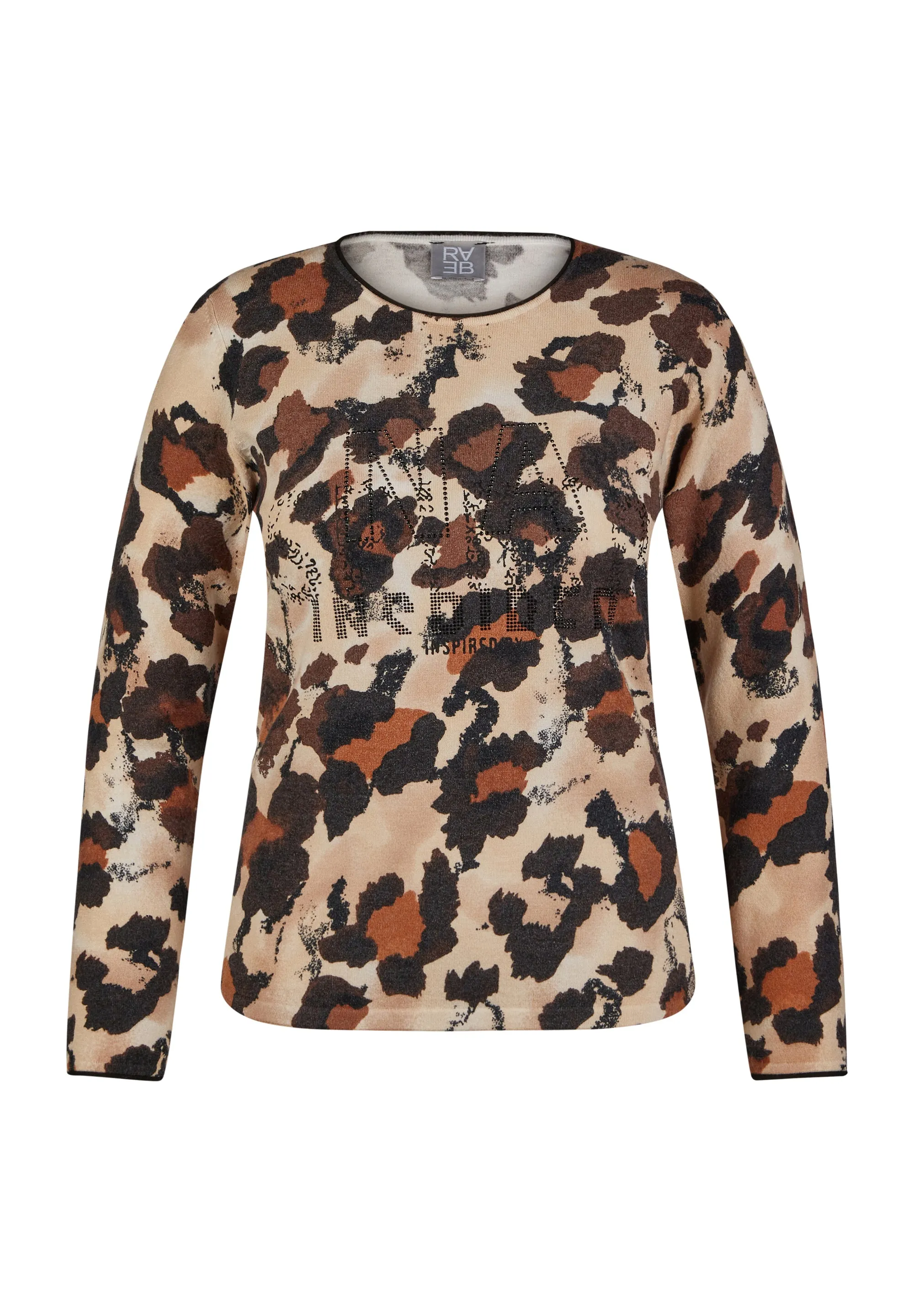 Rabe & LecomteBEIGE STRIPED BACK ANIMAL PRINT PULLOVER