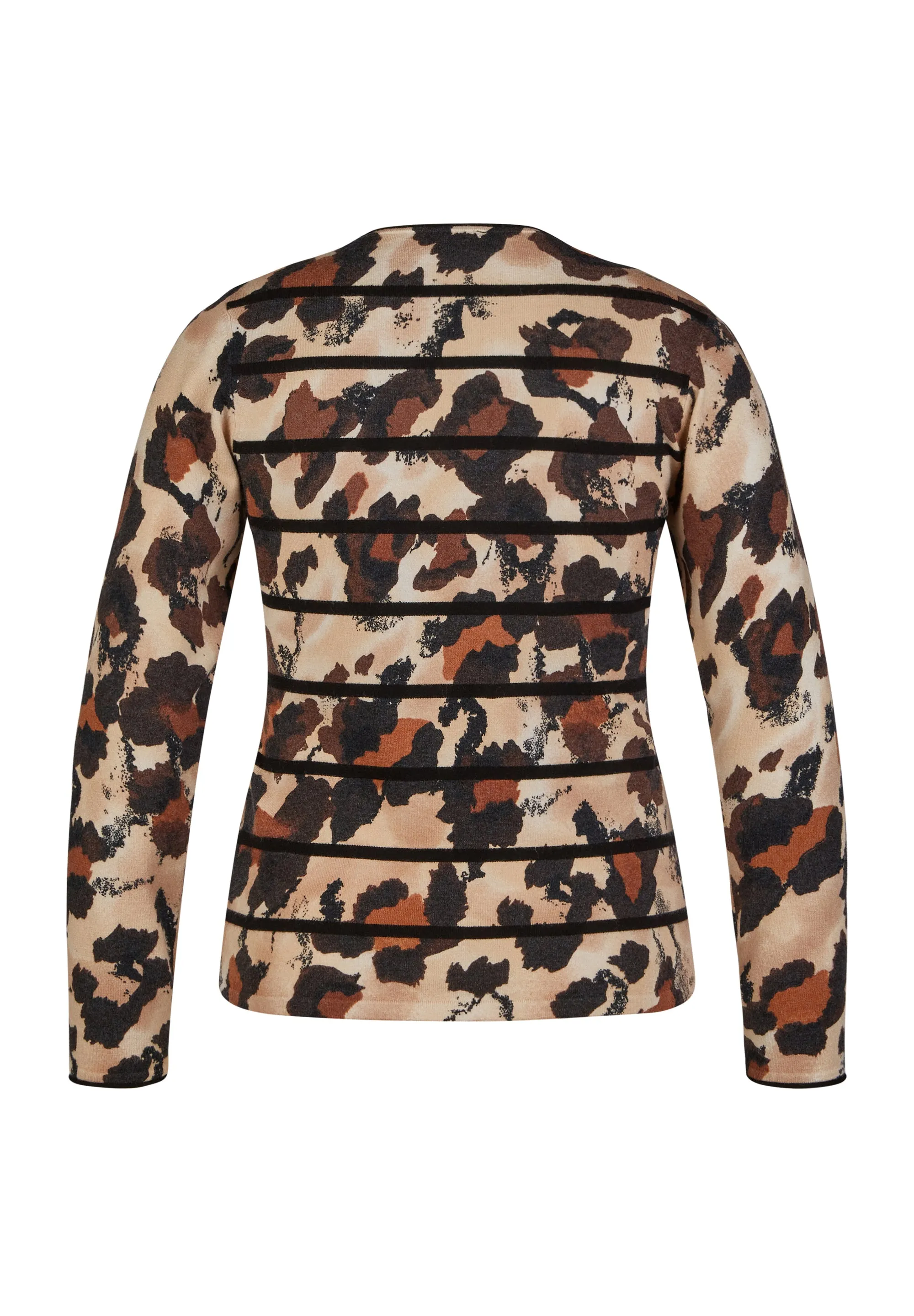 Rabe & LecomteBEIGE STRIPED BACK ANIMAL PRINT PULLOVER