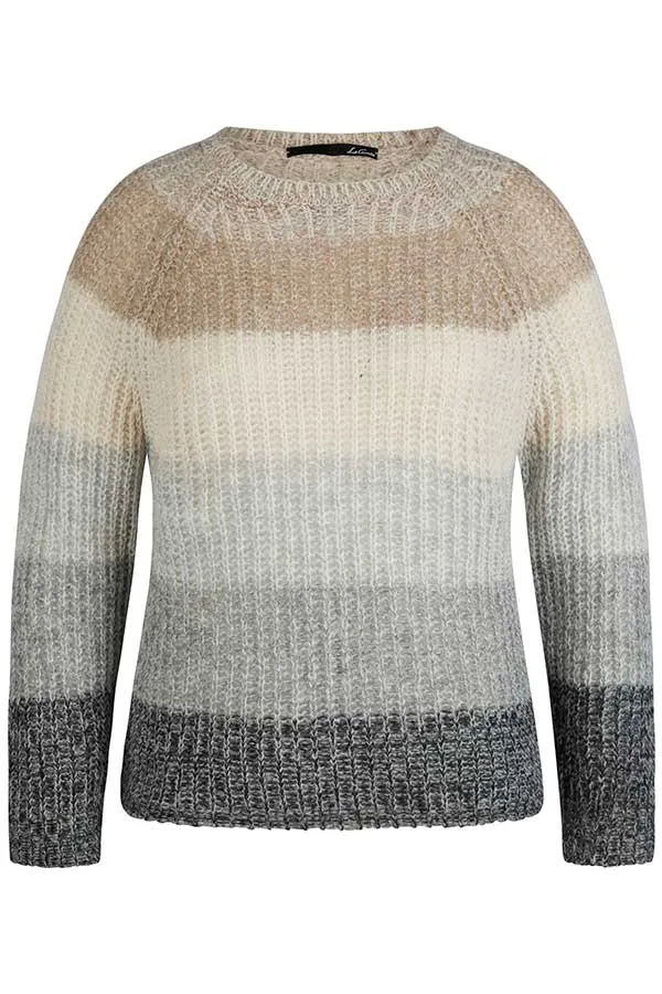 Rabe & LecomteGREY GRADIENT STRIPES CREWNECK PULLOVER