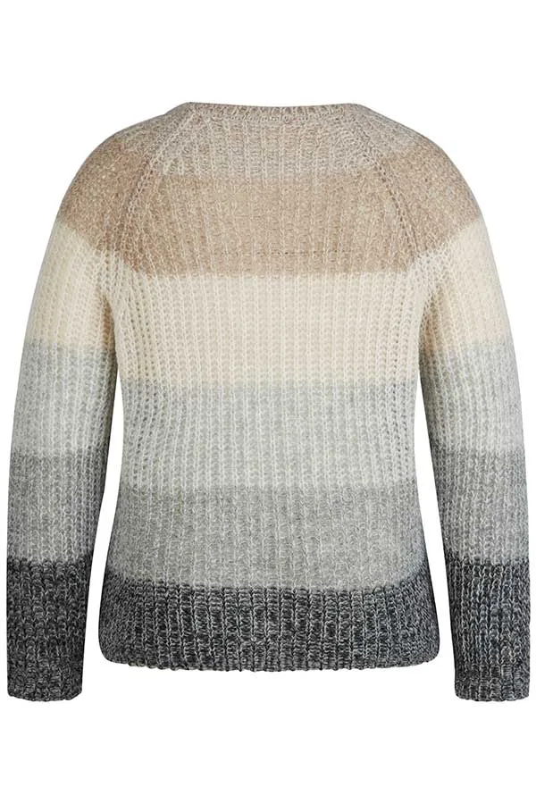 Rabe & LecomteGREY GRADIENT STRIPES CREWNECK PULLOVER