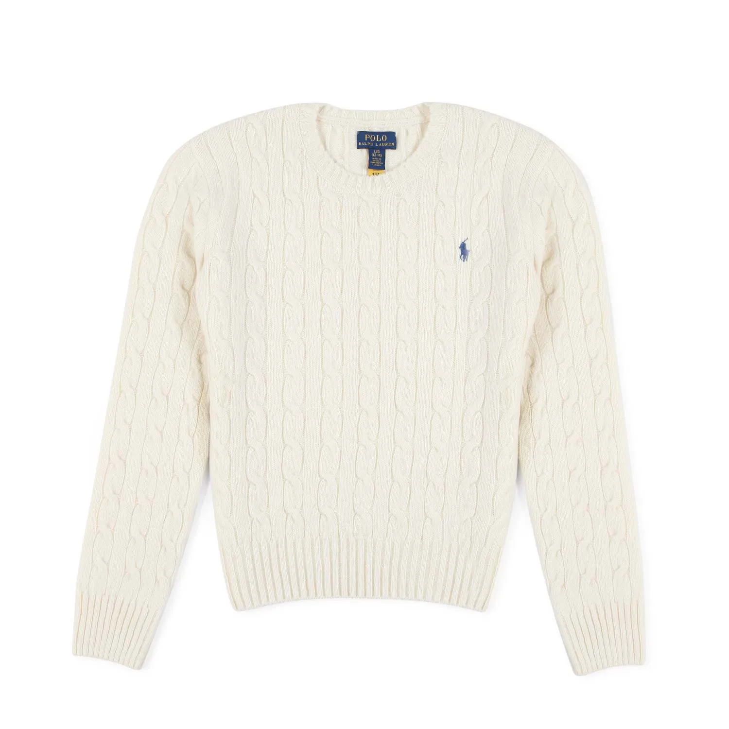 Ralph Lauren Cream White Wool Braided No-Gender Pullover