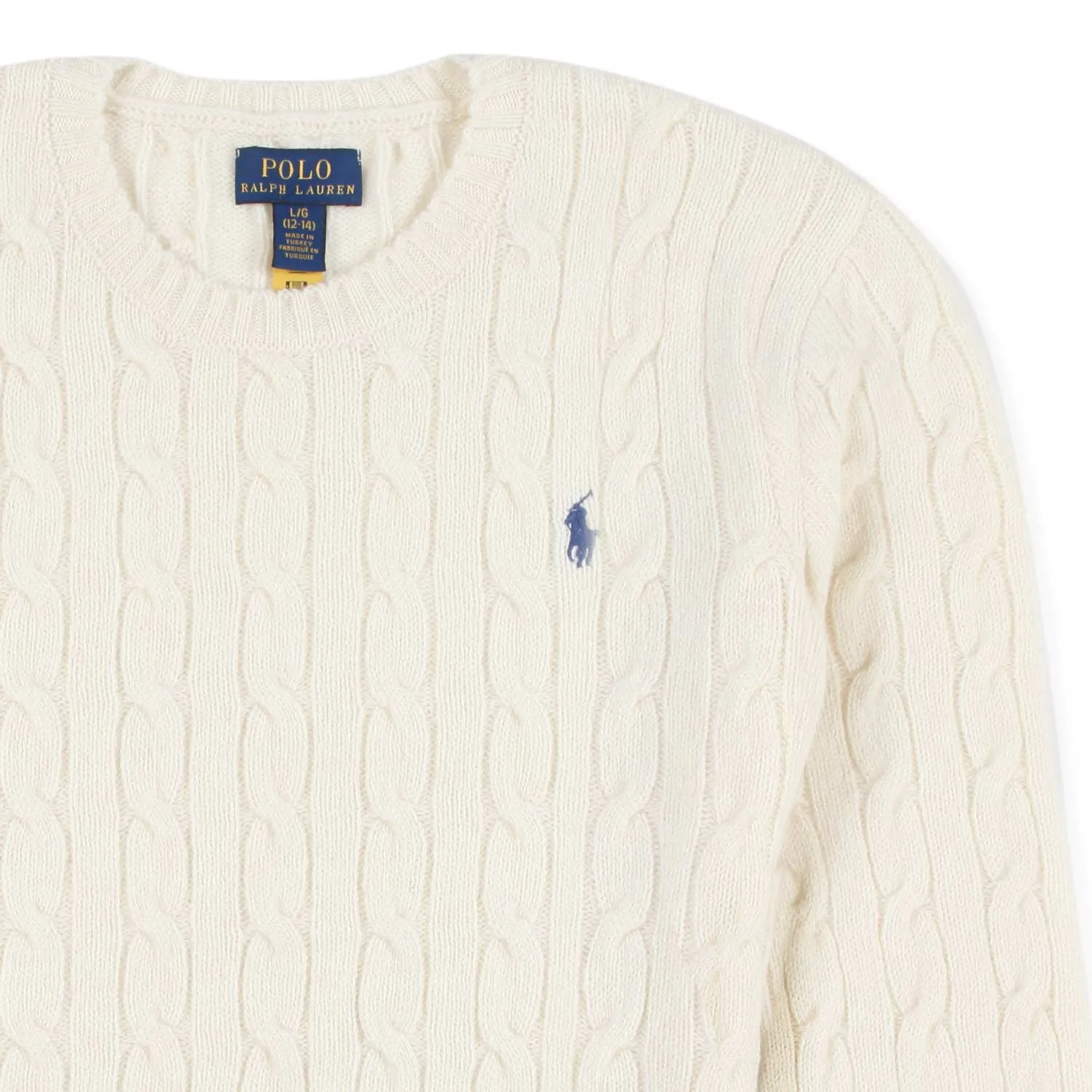 Ralph Lauren Cream White Wool Braided No-Gender Pullover