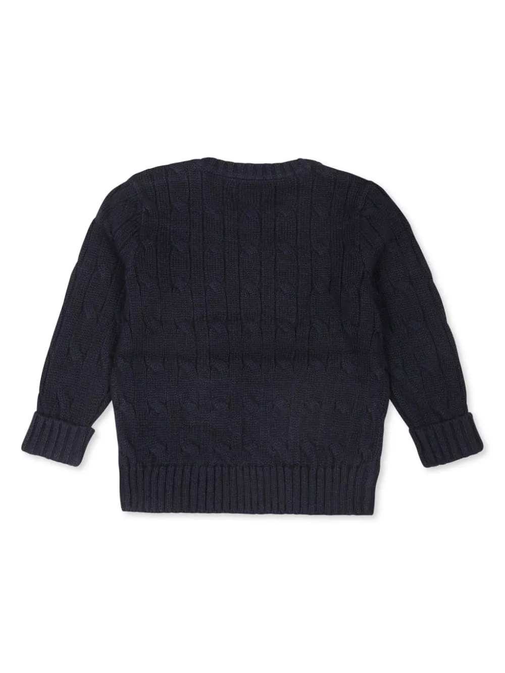 RALPH LAUREN KIDS Blue Cable Knit Pullover With Contrast Pony