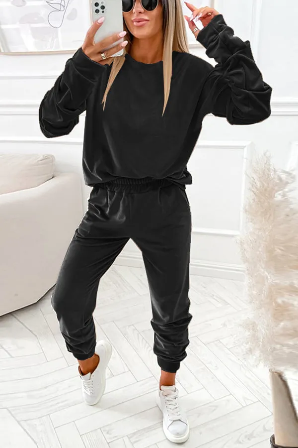 Ready for Anything Velour Pullover Top Pants Suit