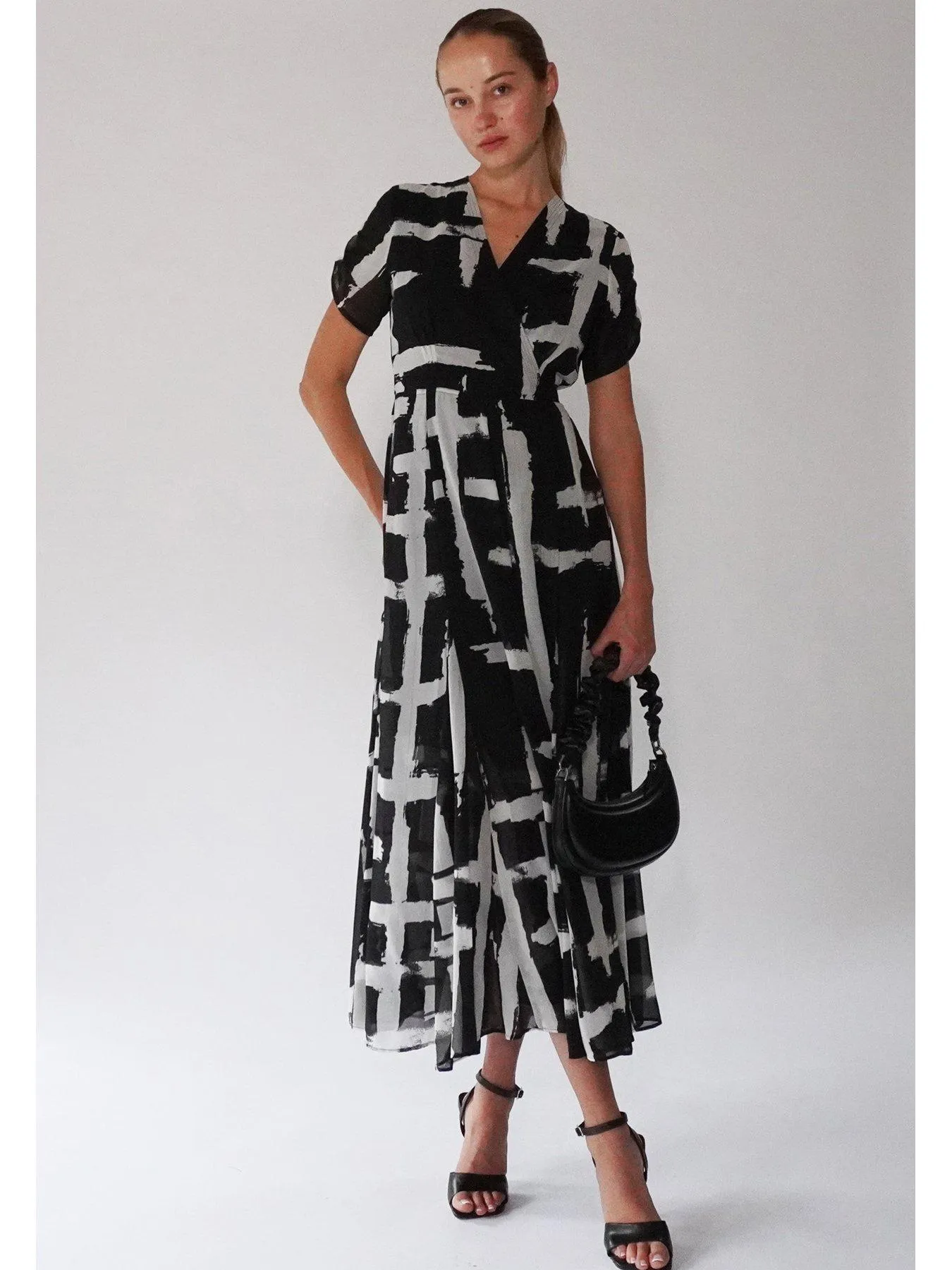 Religion Wrap Maxi Dress - Black/white