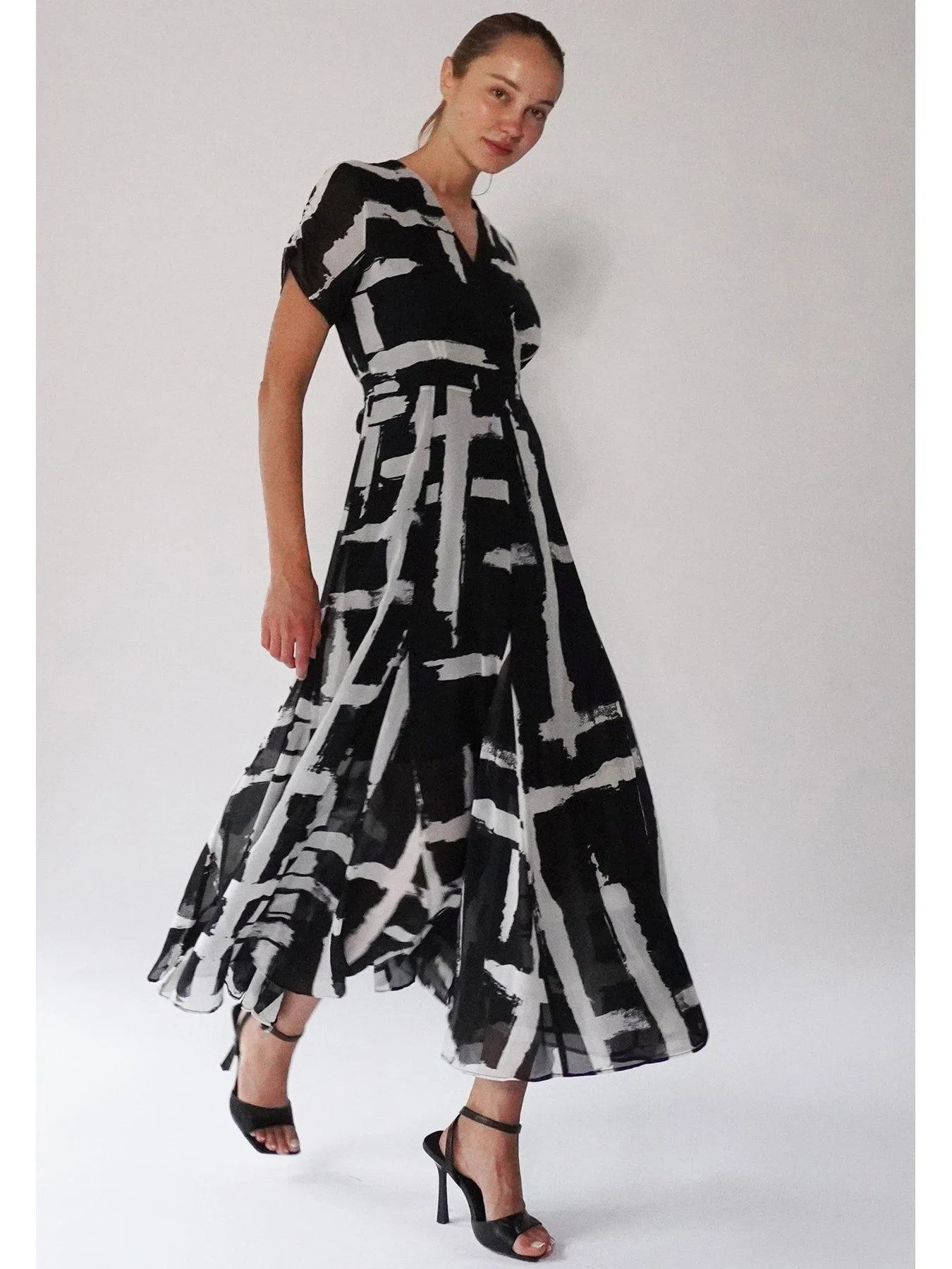 Religion Wrap Maxi Dress - Black/white