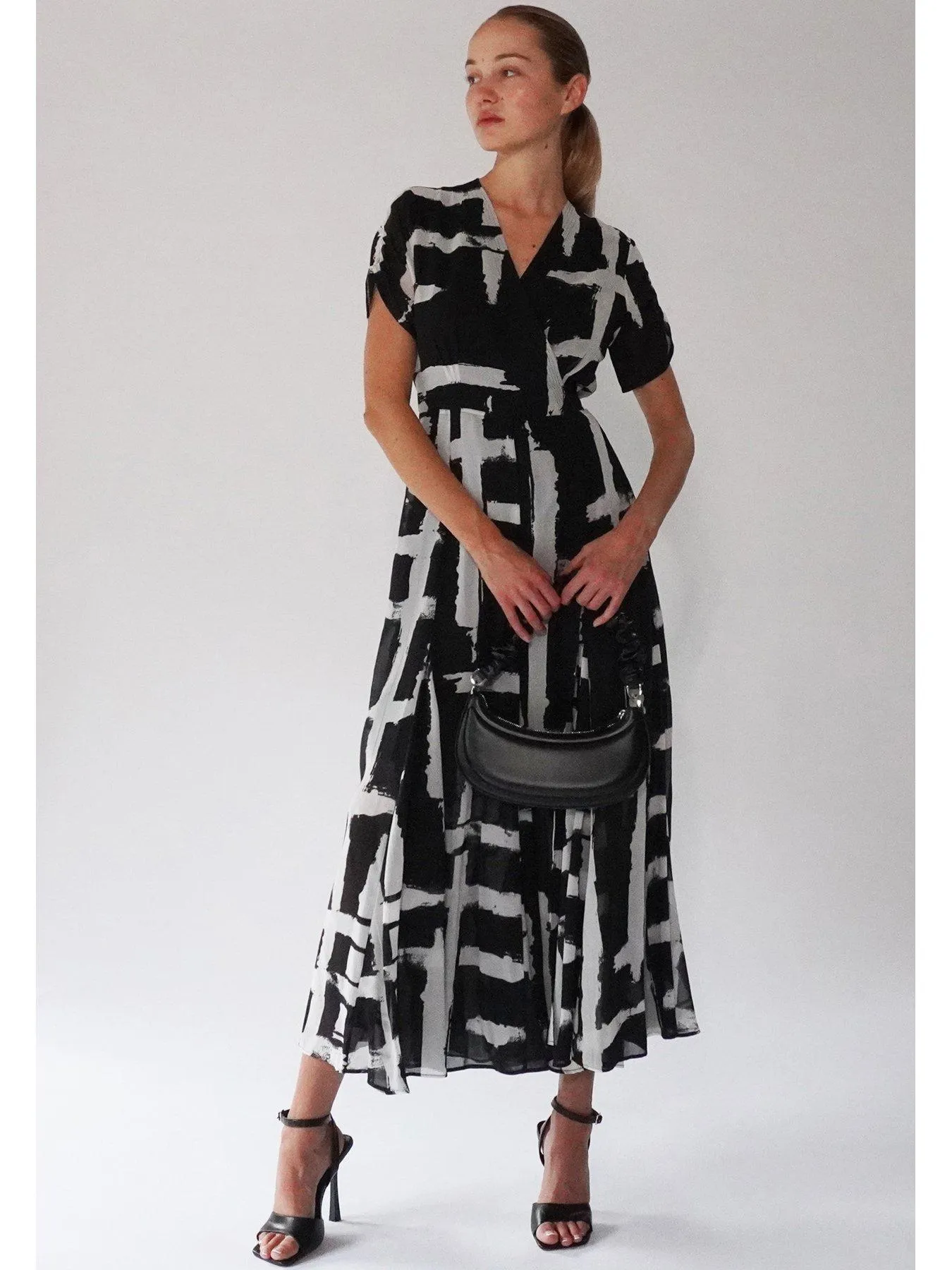 Religion Wrap Maxi Dress - Black/white