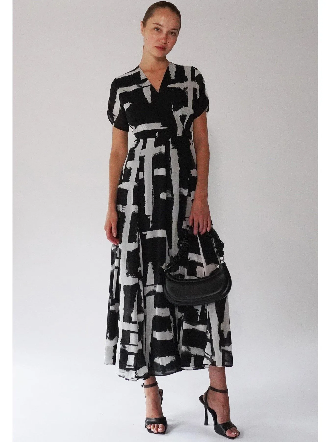 Religion Wrap Maxi Dress - Black/white