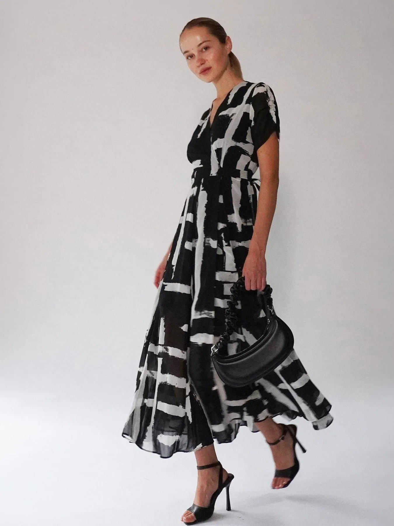 Religion Wrap Maxi Dress - Black/white