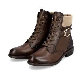 Remonte D0F76-22 Rich Brown Ankle Boot With Beige Collar