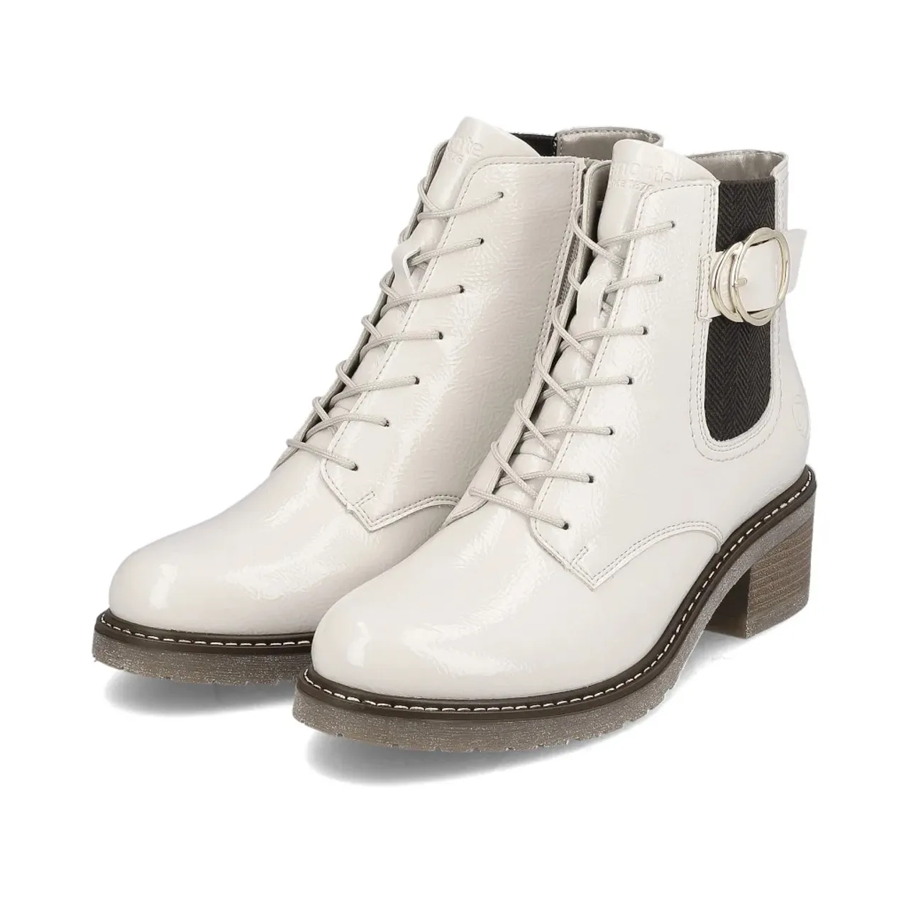 Remonte D1A72-80 Off White Patent Ankle Boot