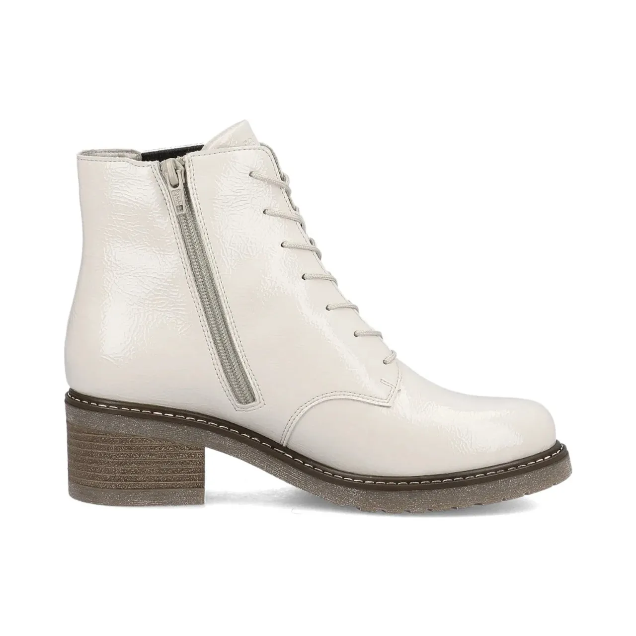 Remonte D1A72-80 Off White Patent Ankle Boot