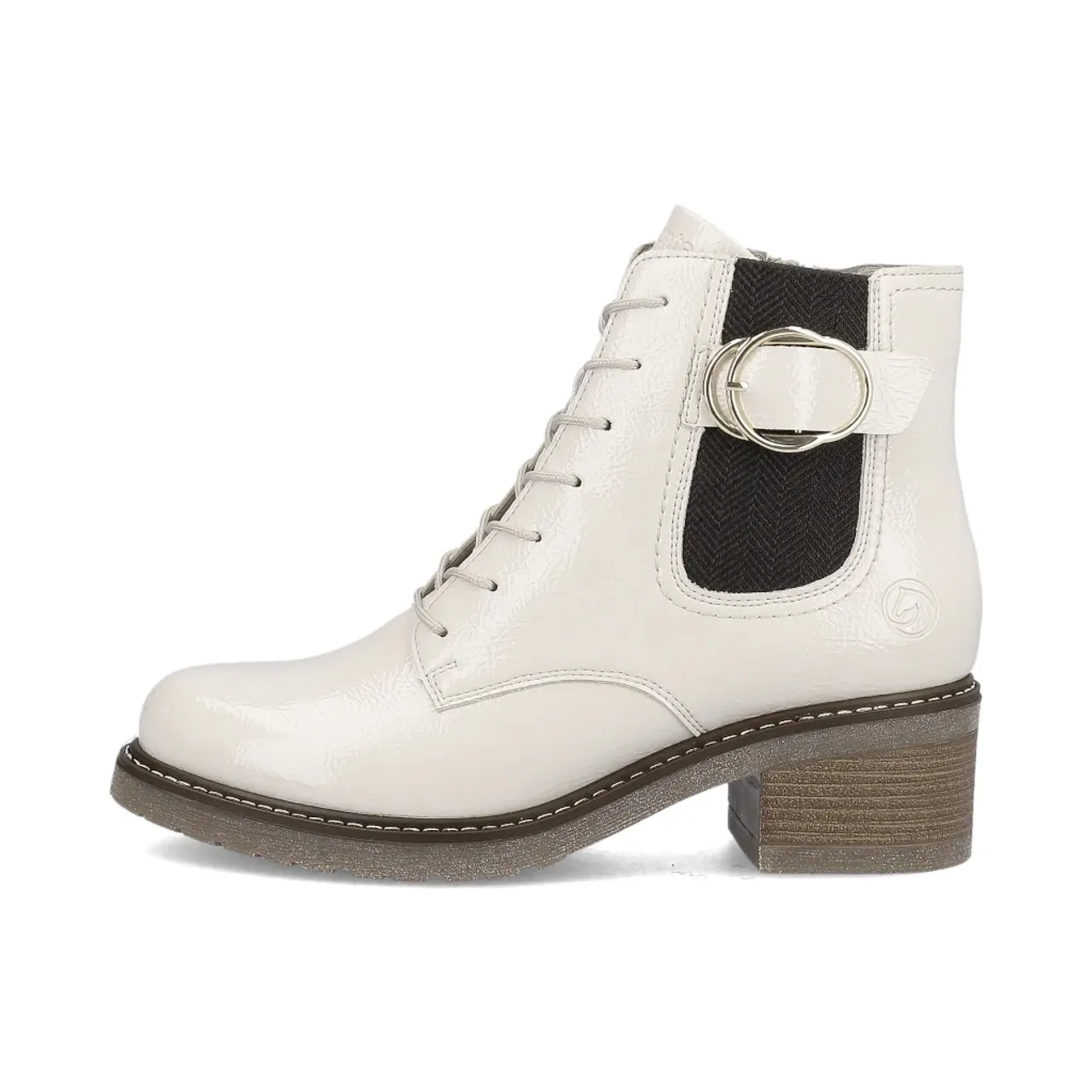 Remonte D1A72-80 Off White Patent Ankle Boot