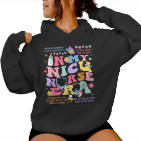 Retro In My Nicu Nurse Era Neonatal Icu Nurse Graduation Women Hoodie