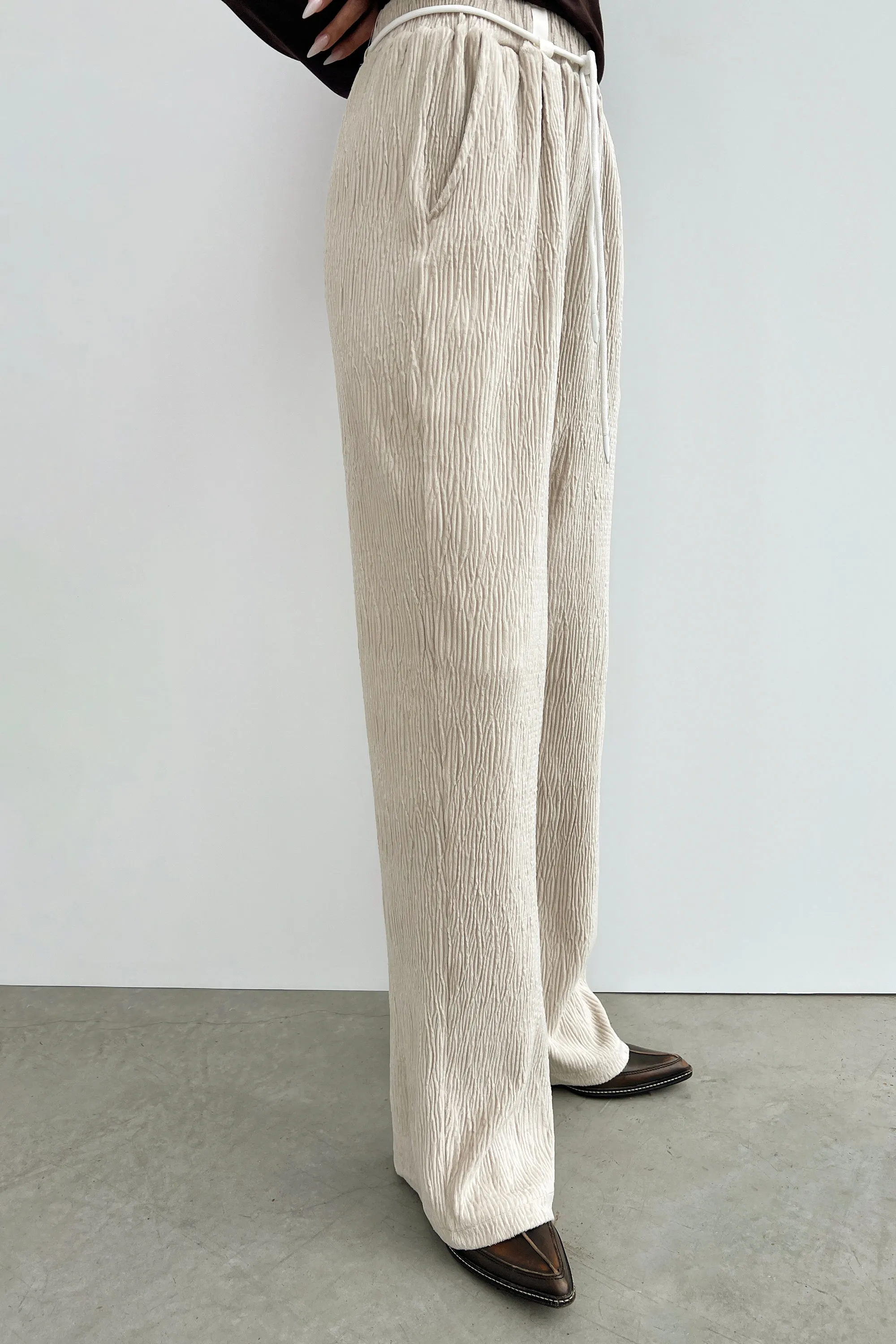 RIBBED STRAIGHT LEG PANTS