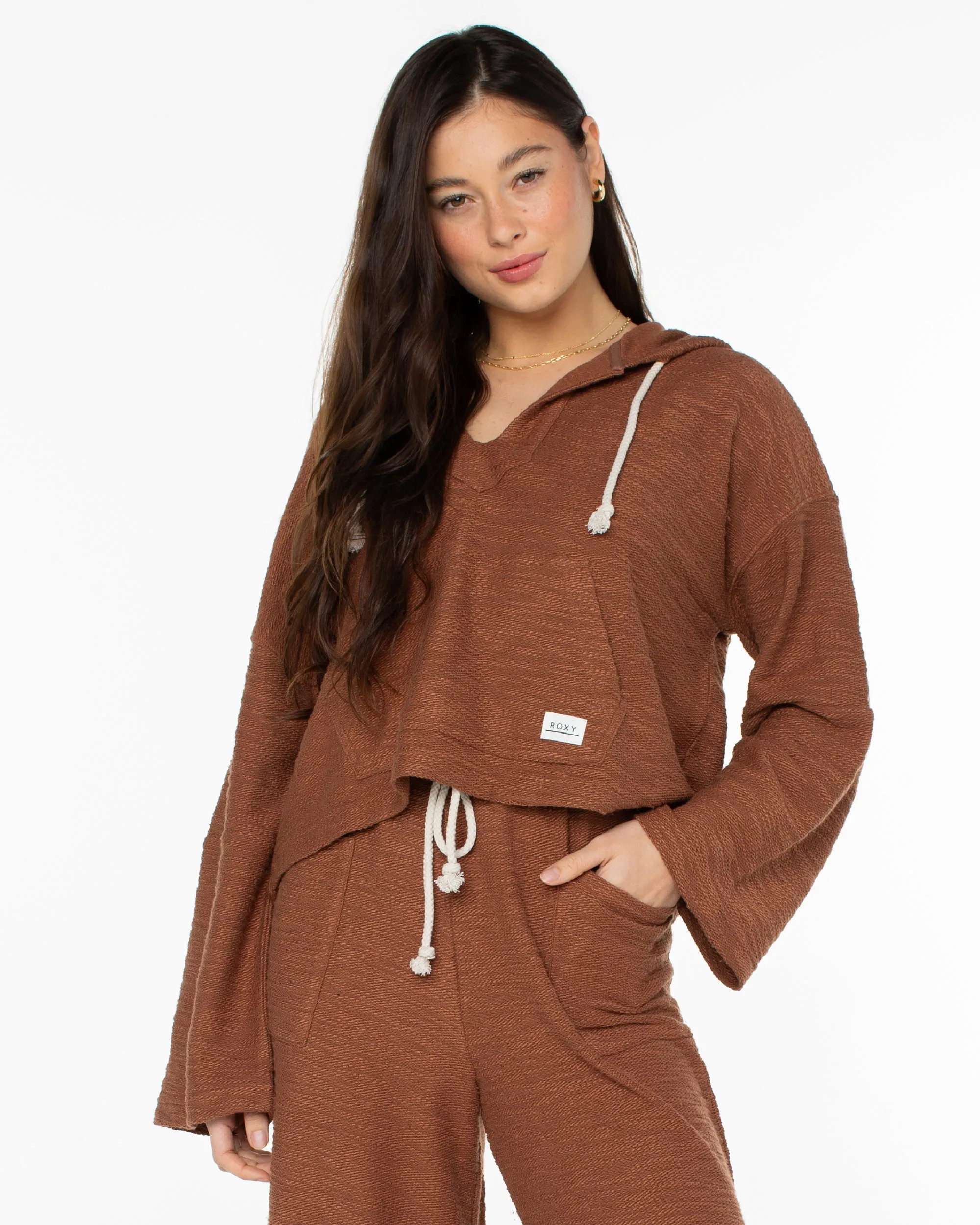 Rich Coast Cropped Hoodie - Carob Brown