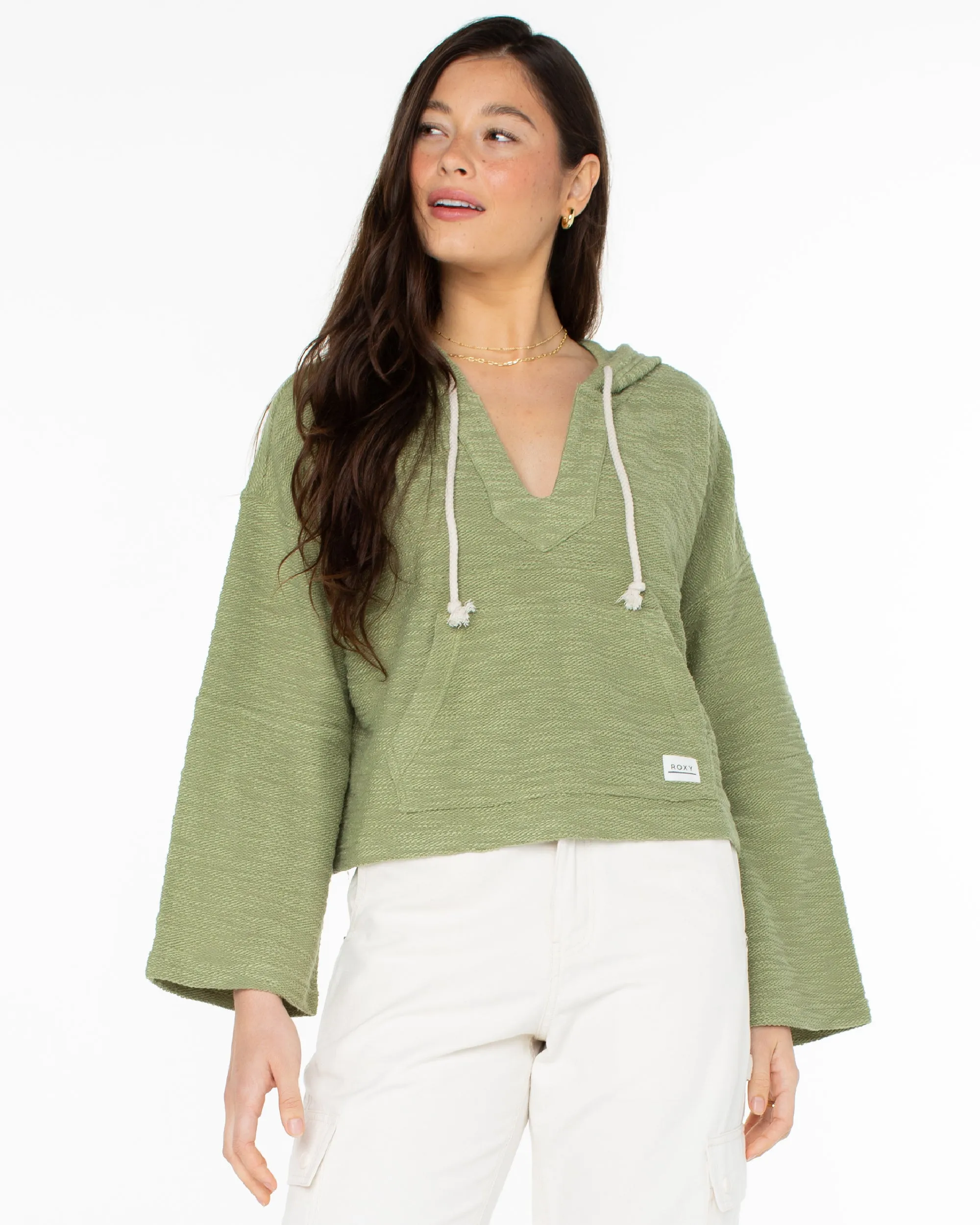 Rich Coast Cropped Hoodie - Oil Green