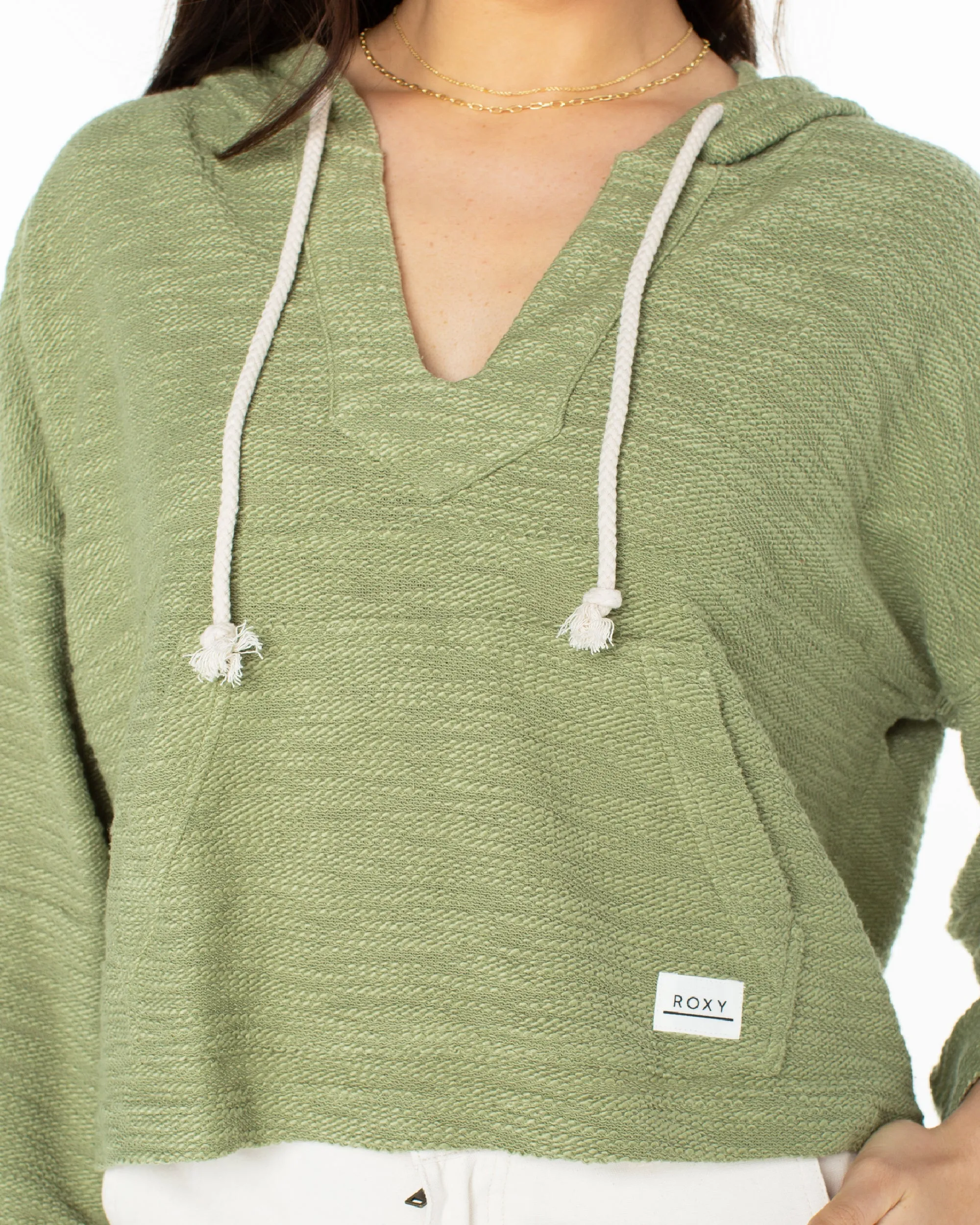 Rich Coast Cropped Hoodie - Oil Green