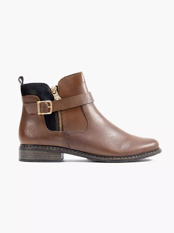 Rieker  Rieker Brown Ankle Boot with Outer Zip