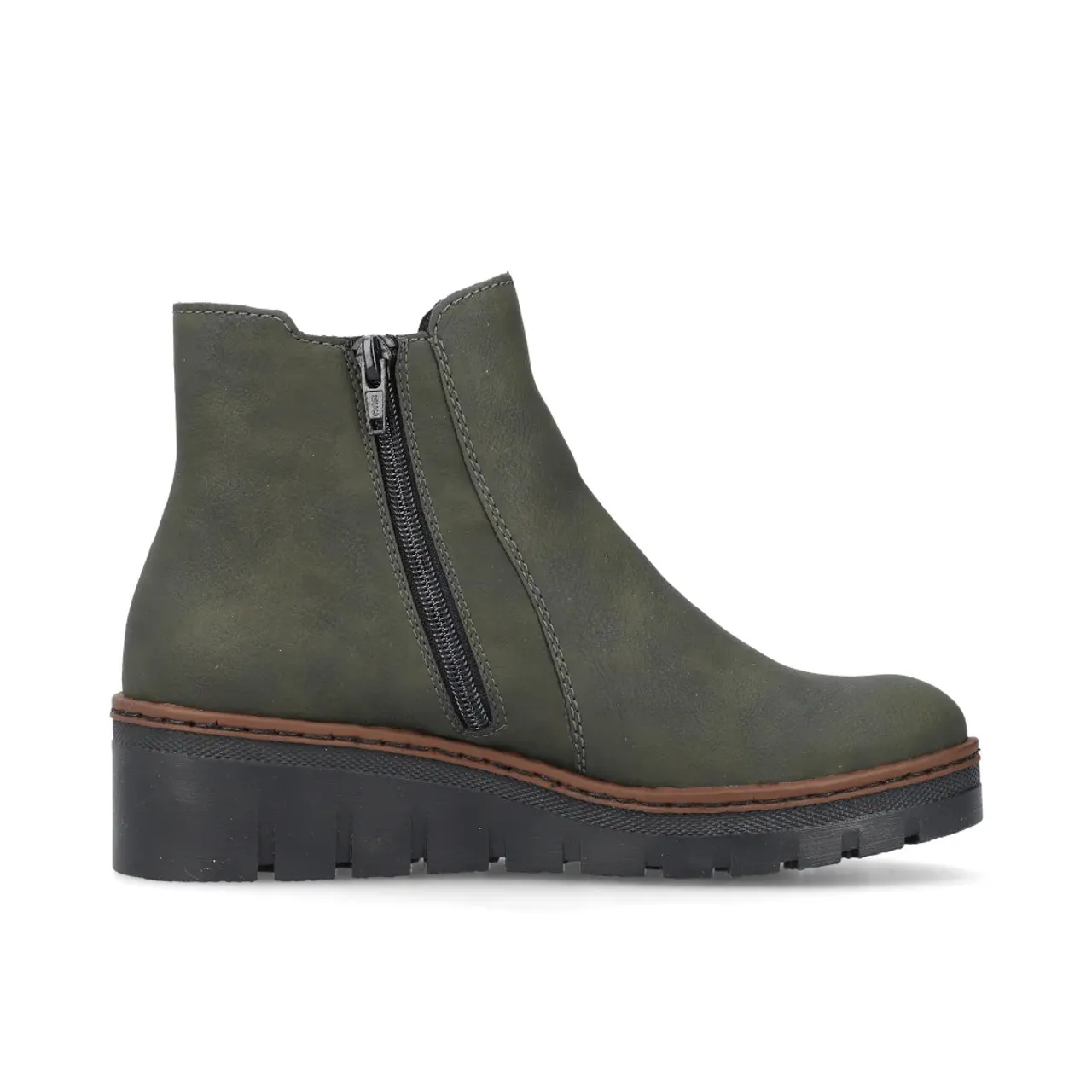 Rieker X9172-54 Olive Wedge Ankle Boot