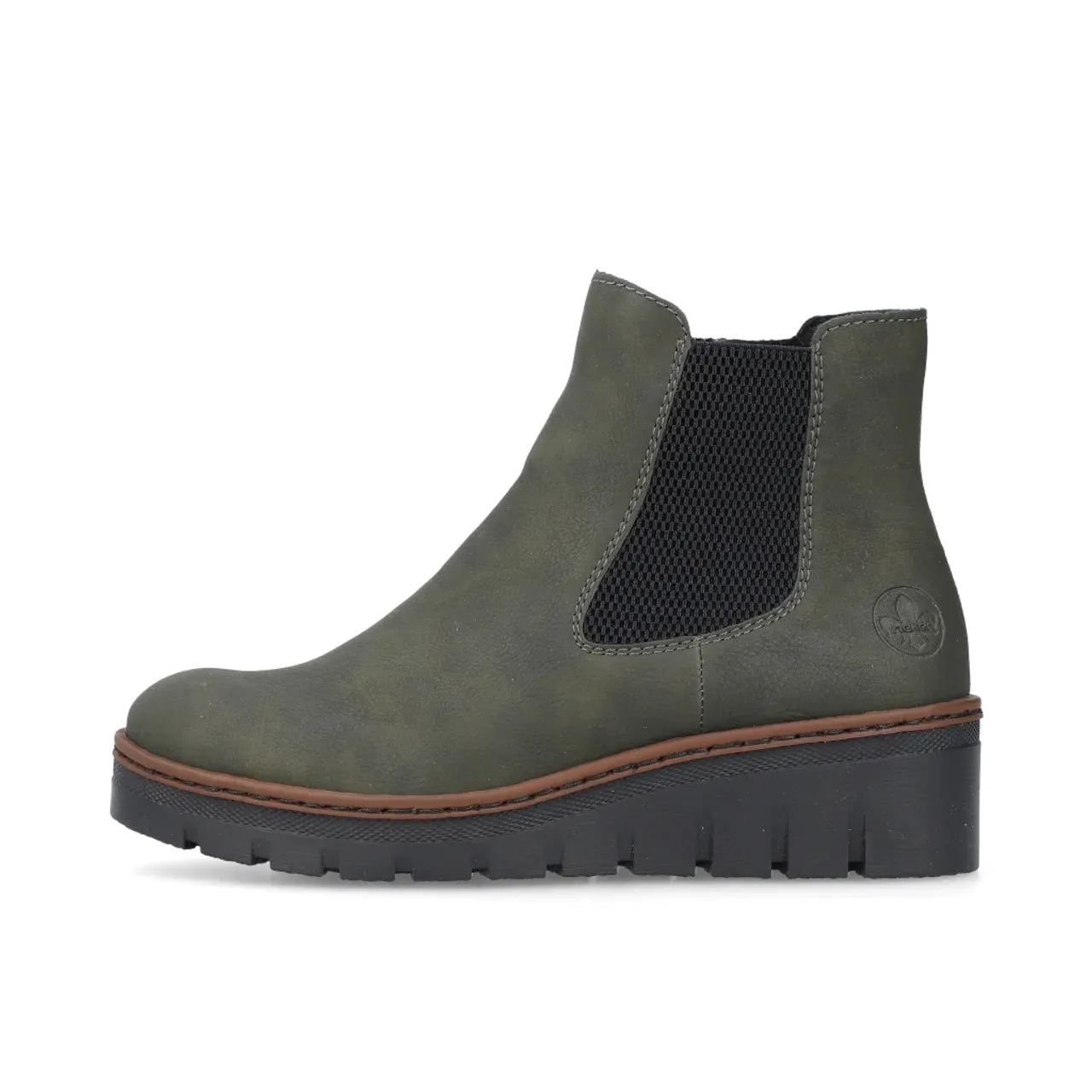 Rieker X9172-54 Olive Wedge Ankle Boot