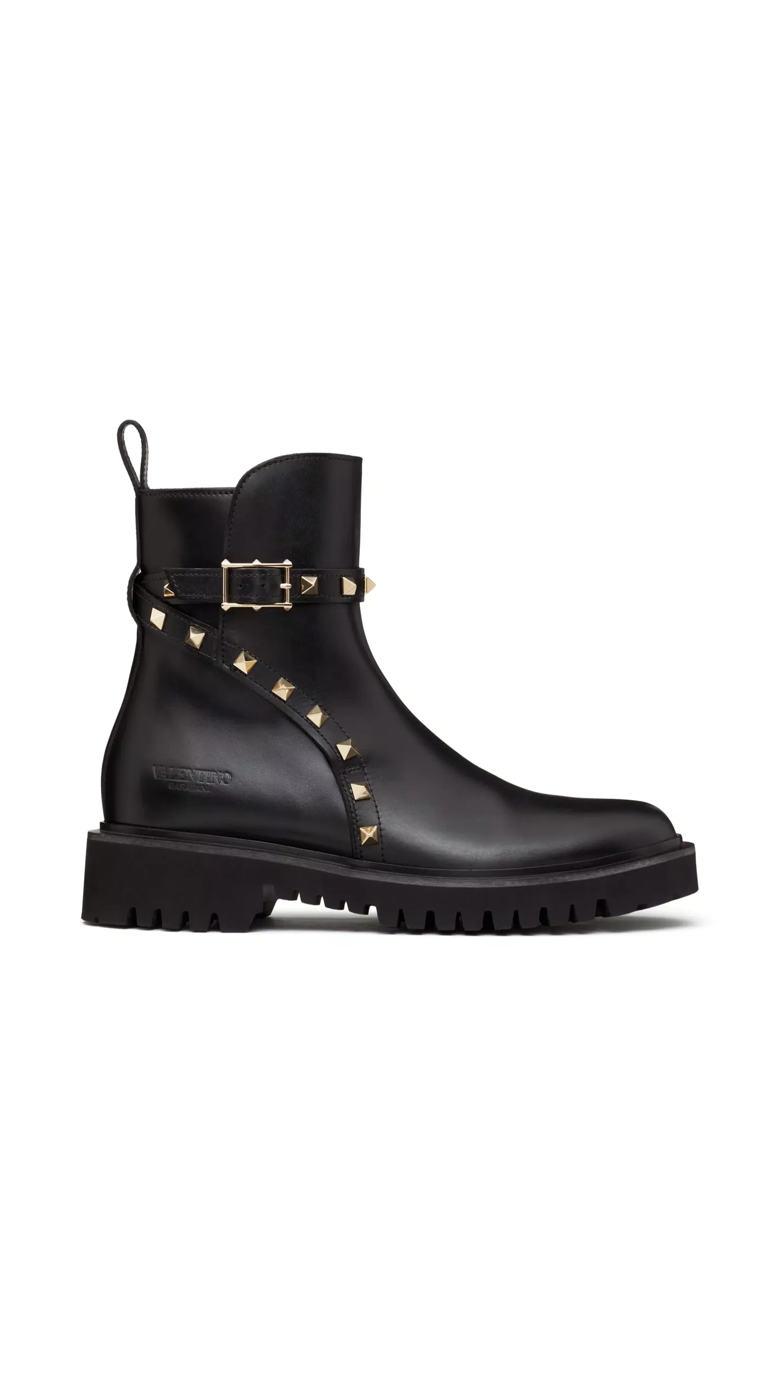 Rockstud Calfskin Ankle Boot 40MM - Black