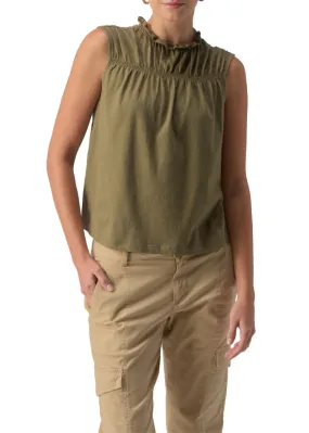 Sanctuary Sleeveless Shirred Top - Burnt Olive ***FINAL SALE***