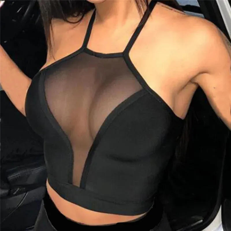 Sexy Mesh Sleeveless Crop Top