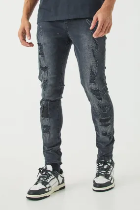 Skinny Stretch All Over Ripped Black Jeans