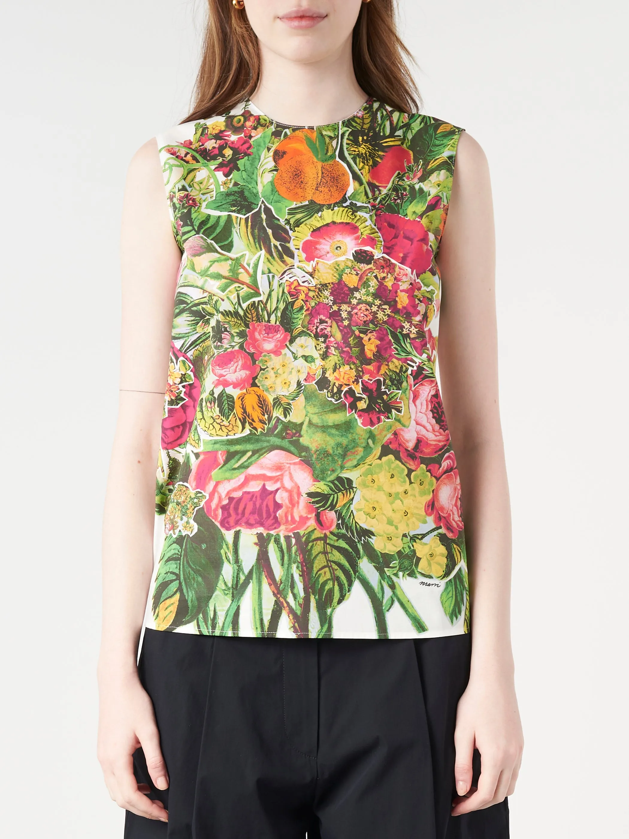 Sleeveless Top with Mystical Bloom Print