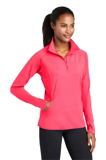 Sport-Tek - Ladies Sport-Wick  Stretch 1/2-Zip Pullover. LST850