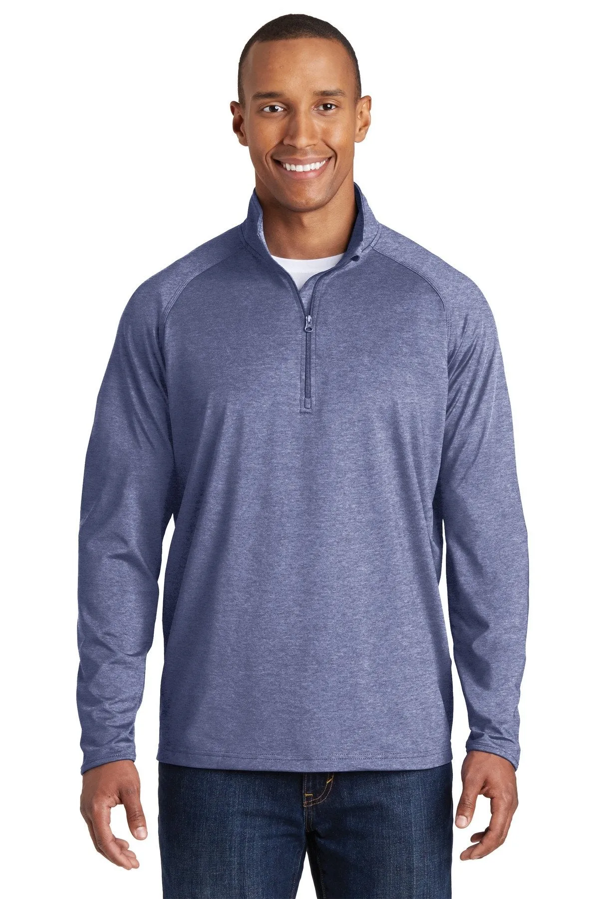 Sport-Tek Sport-Wick Stretch 1/2-Zip Pullover ST850 True Navy Heather