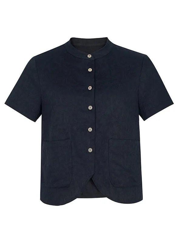 Stand Collar Short-sleeved Shirt Jacket